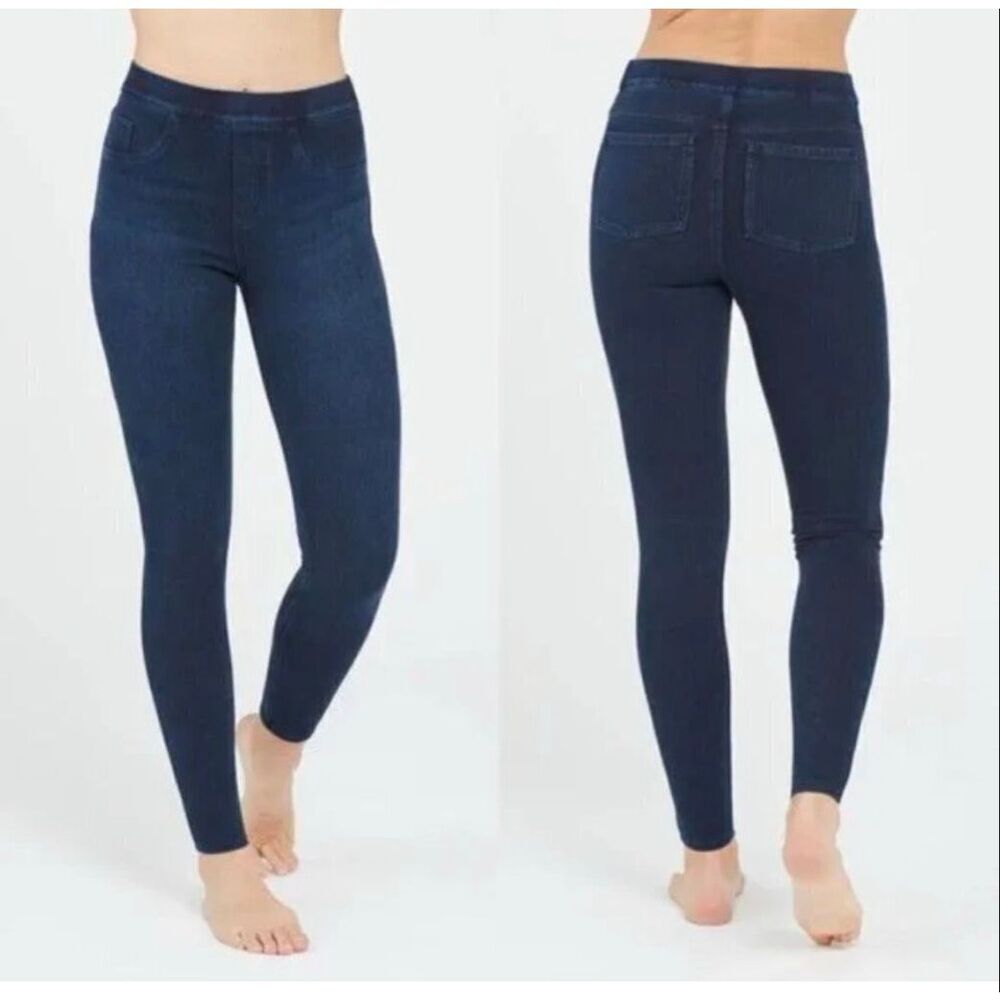 SPANX Navy Denim-Look Ankle Skinny Leggings